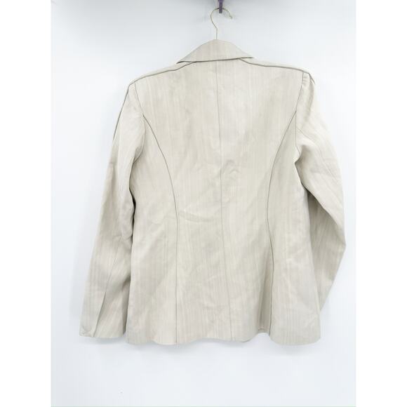 CO Pintuck Fitted Single-Breasted Blazer Jacket in Silver Taupe Size L NWT - Picture 4 of 7